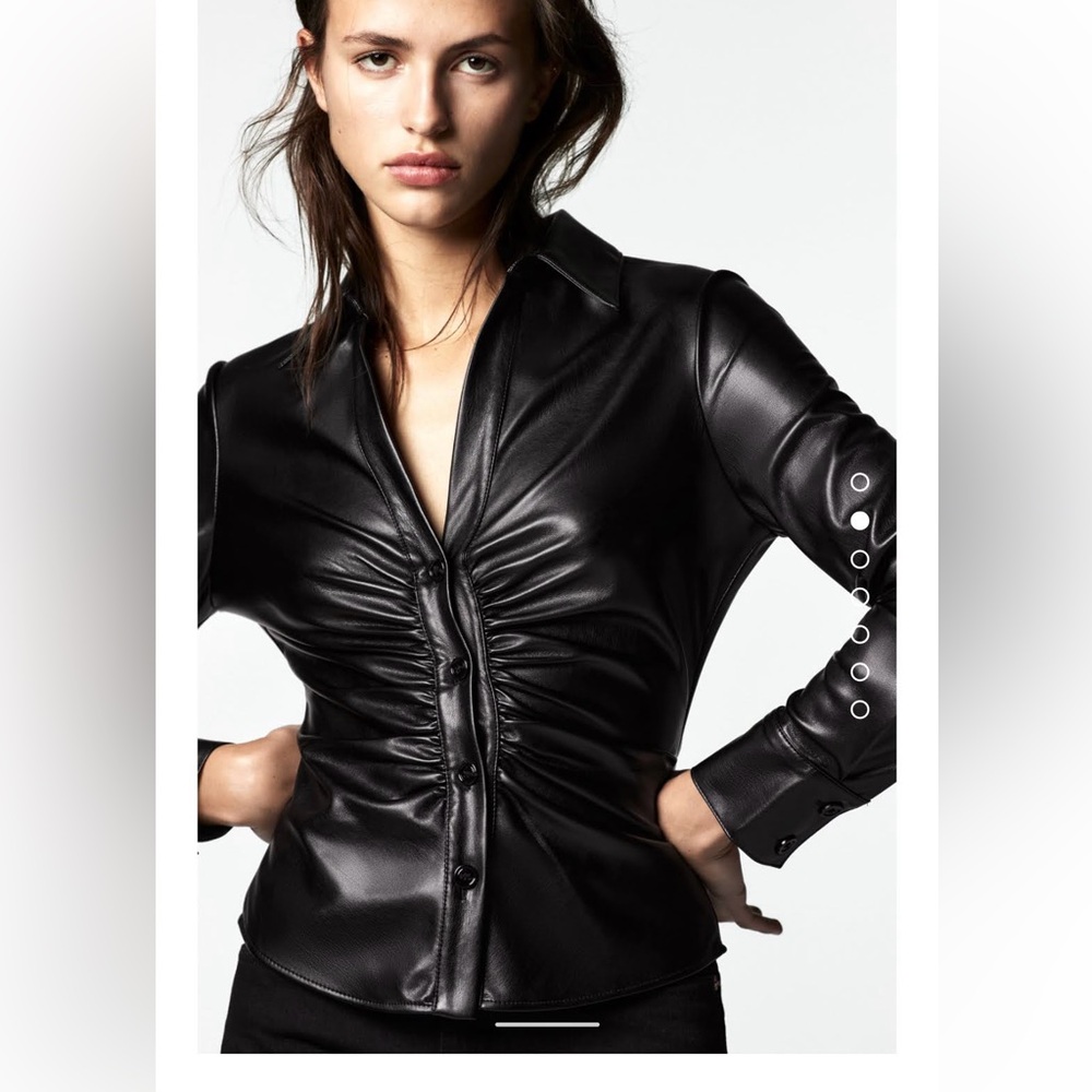 Zara Fitted Faux Leather Shirt - Picture 6 of 8